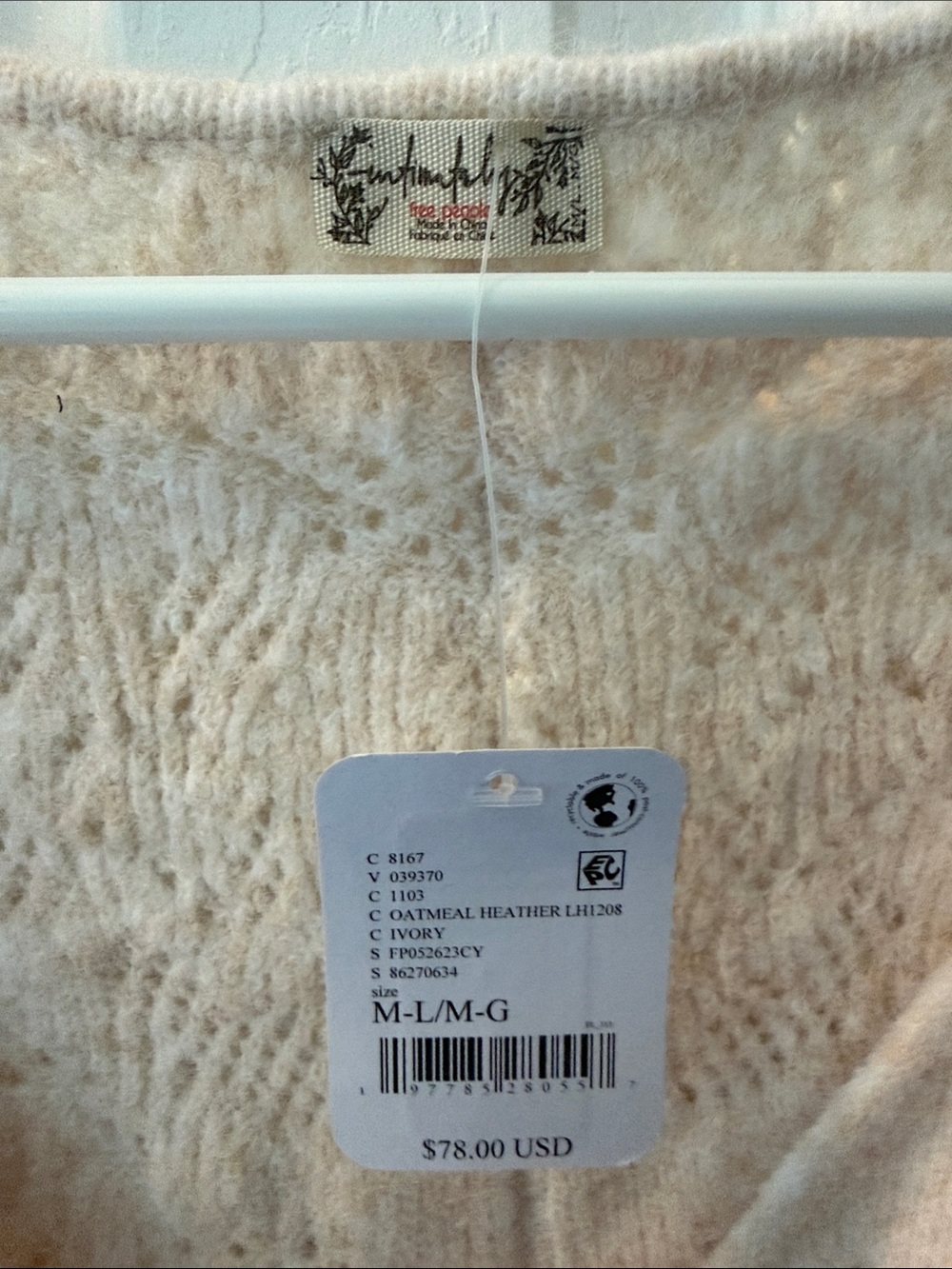 Free People Open Knit V-Neck Sweater in Pale Pink - Picture 3 of 5